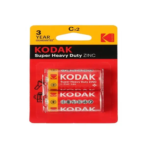 Батарейка солевая Kodak Extra Heavy Duty, C, 1.5В, 2 шт