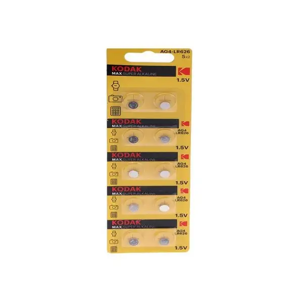Батарейка алкалиновая Kodak, AG4 (LR626, LR66), 1.5В, 10 шт