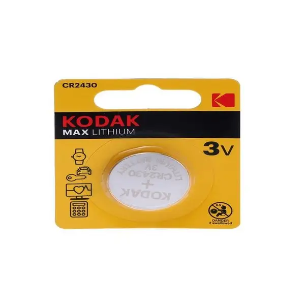 Батарейка литиевая Kodak Max, CR2430-1BL, 3В, блистер, 1 шт.