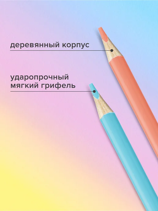 Brauberg Карандаши цветные пастельные для рисования 24 цвета, 24 цв., фото 5