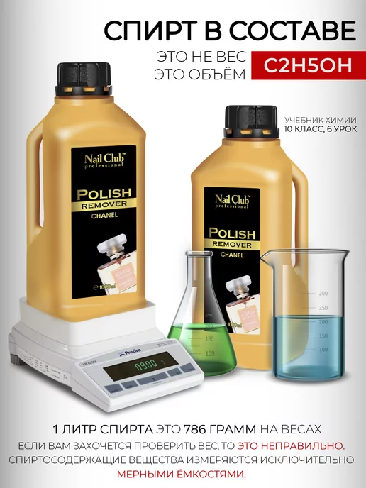 Nail Club Professional Жидкость для снятия лака с парфюмом СНАNЕ'L 150 мл, 1000 мл, фото 4