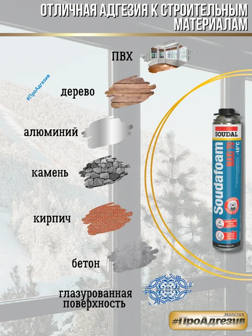 Soudal Профессиональная пена Maxi 70 зимняя 3штХ870мл, 2,61 л, фото 2
