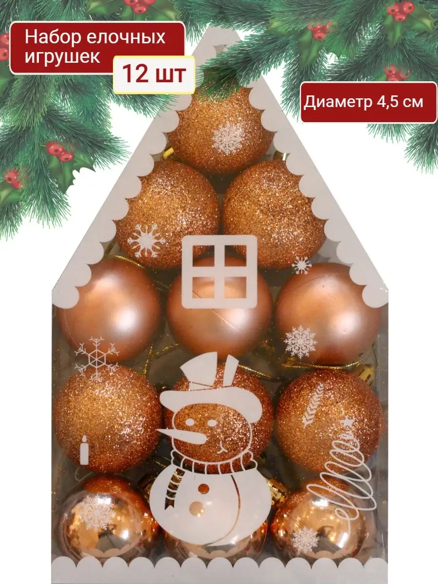 Елочные игрушки шары на елку набор 12 штук HASSY CHRISTMAS 133957890 купить  за 264 ₽ в интернет-магазине Wildberries