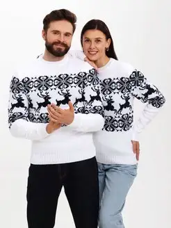 Новогодний свитер с оленями без горла мужской женский Stellato Knitwear 133959218 купить за 2 148 ₽ в интернет-магазине Wildberries