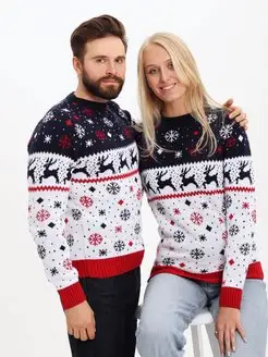 Новогодний свитер с оленями без горла мужской женский Stellato Knitwear 133965228 купить за 2 148 ₽ в интернет-магазине Wildberries