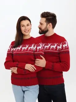 Новогодний свитер с оленями без горла мужской женский Stellato Knitwear 133965943 купить за 2 148 ₽ в интернет-магазине Wildberries