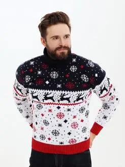 Свитер новогодний с горлом оленями мужской женский оверсайз Stellato Knitwear 133966187 купить за 2 256 ₽ в интернет-магазине Wildberries