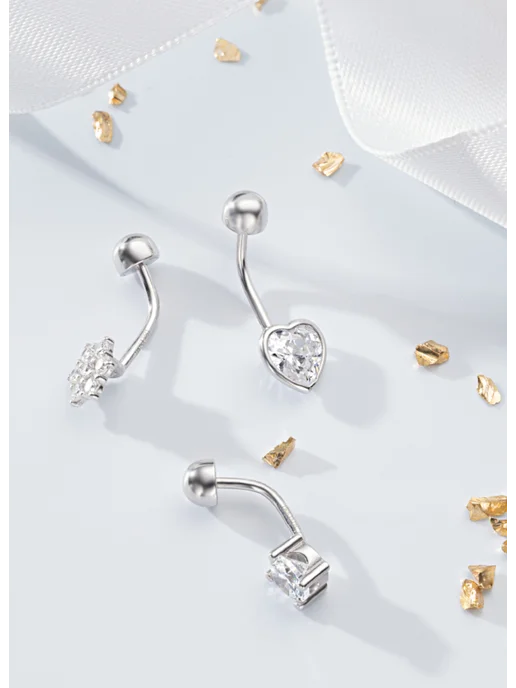PANTERA_jewellery Пирсинг в пупок серебро 925 пробы, серебристый, фото 5