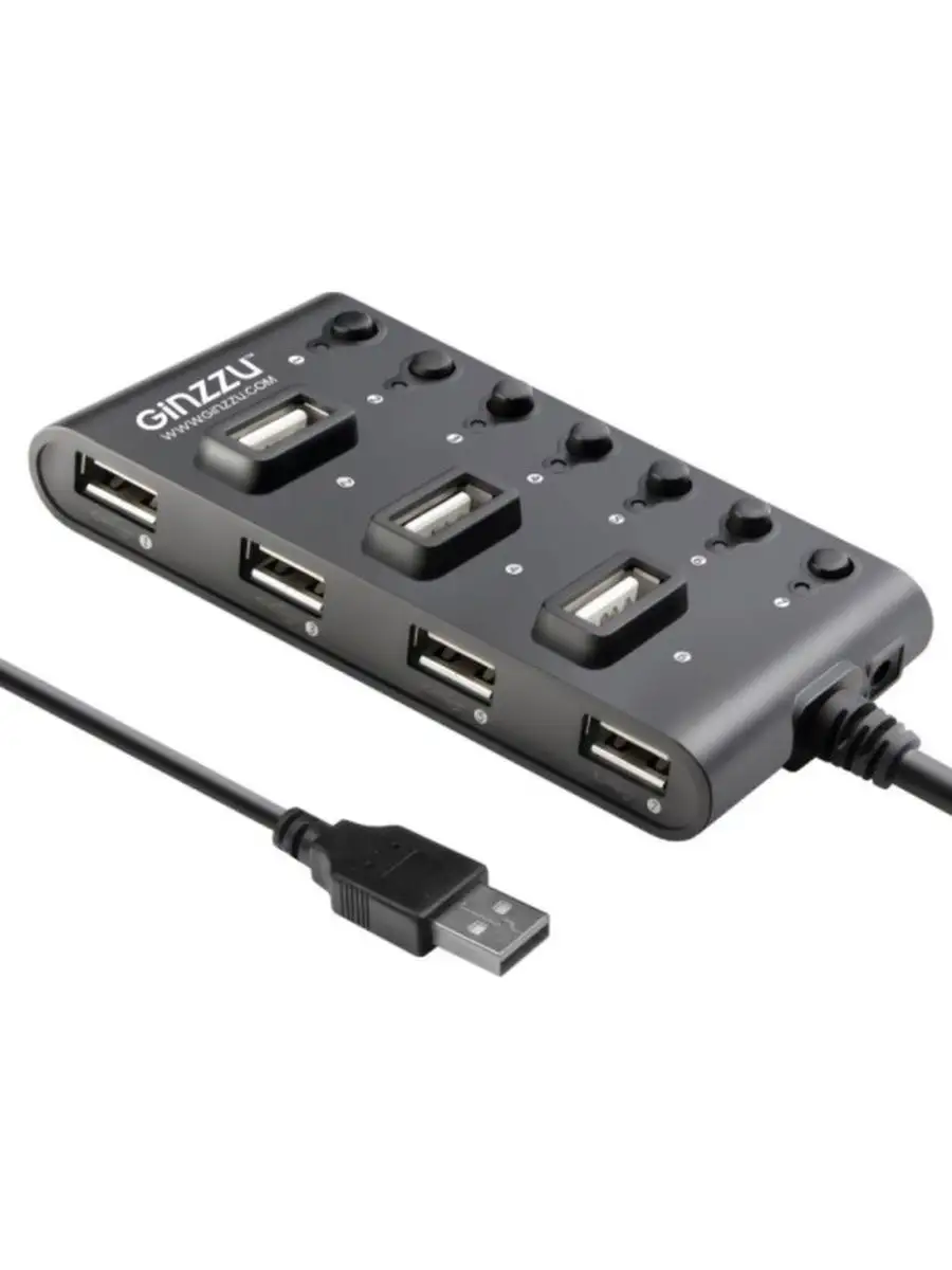 Картридер USB - Xaб Ginzzu GR-487UB (7USB 2.0) Ginzzu 134021963 купить за 1  052 ₽ в интернет-магазине Wildberries