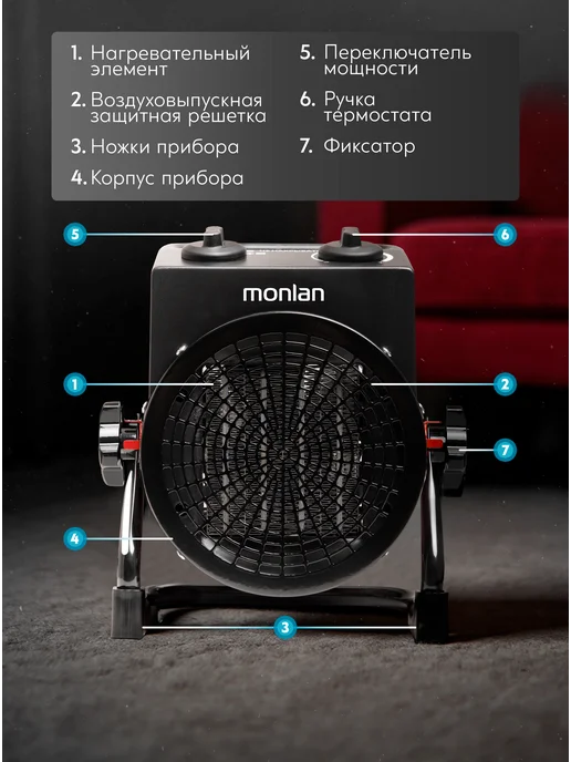 Monlan Тепловая пушка электрическая MPK-30R, черный, фото 6