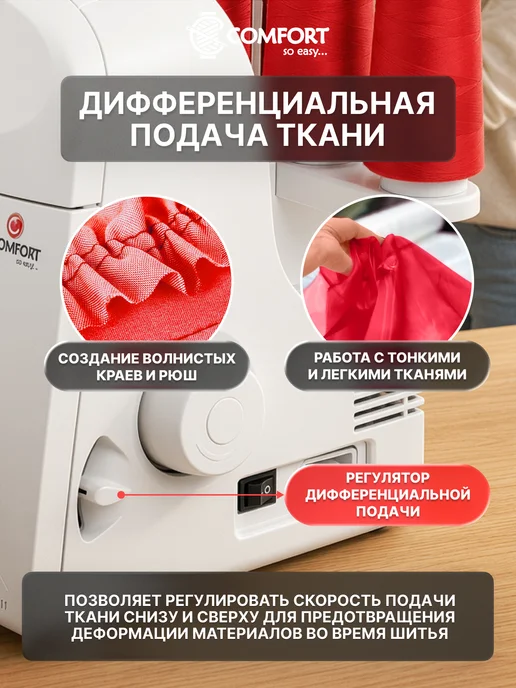 Швейная Техника Comfort Оверлок Comfort 111, красный, фото 3