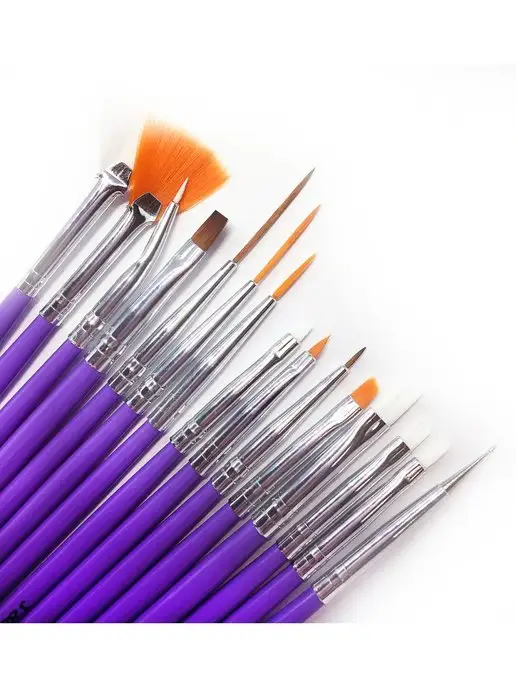 All For Nails Набор кистей для дизайна, 10 штук, 15 шт