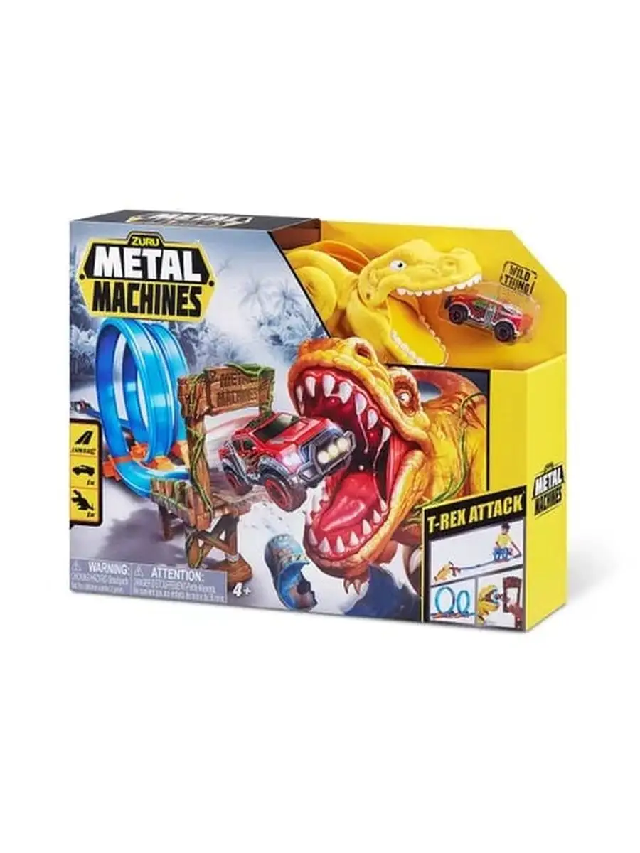 Игровой трек с машинкой и динозавром Metal Machines T-Rex ZURU 134308167  купить в интернет-магазине Wildberries