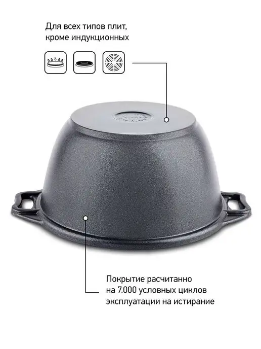 KUKMARA Кастрюля 3 литра антипригарная с крышкой толстым дном, черный, фото 3