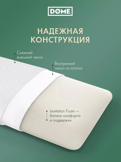 Dome Подушка анатомическая с эффектом памяти 60х41х12см, 60x41x12 см, фото 4