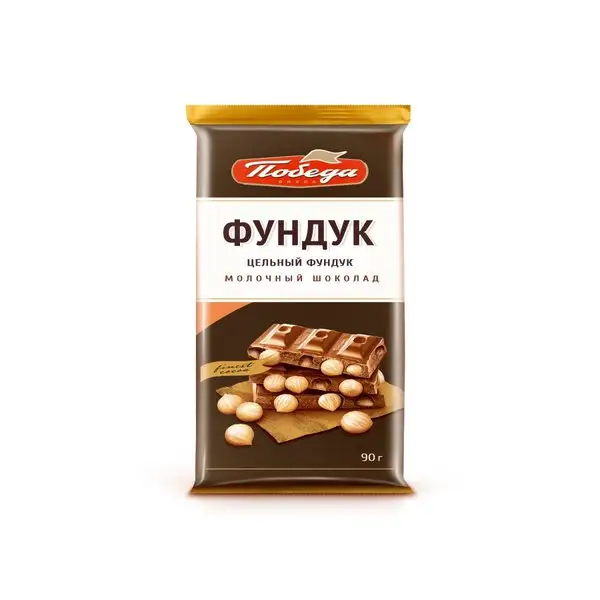 Шоколад молочный с цельным фундуком, 90г