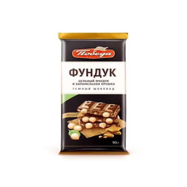 Шоколад "Темный с фундуком и карамельной крошкой", 90г