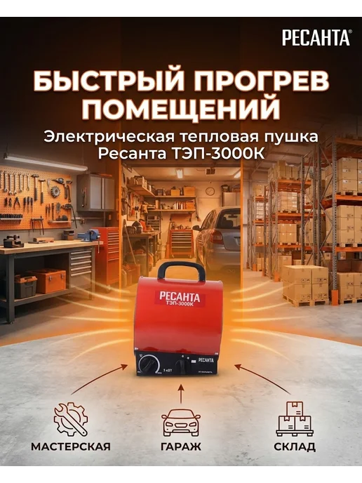 Пушка тепловая электрическая для дома ТЭП-3000К — фото 2