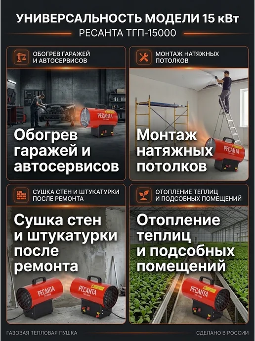 Пушка тепловая газовая для гаража ТГП-15000 — фото 2