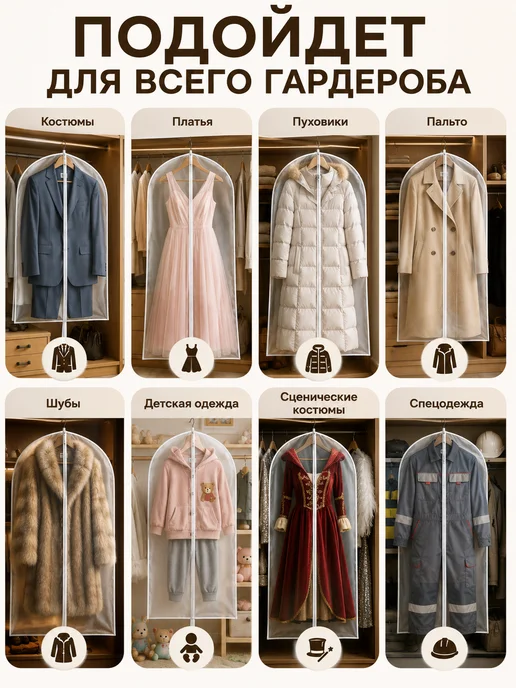 AРТИЯ Чехол для одежды на молнии 60х100, 60х120, 60х140, 60x100, фото 5