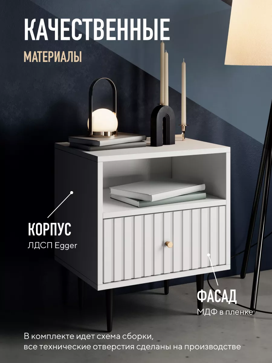 Тумба прикроватная белая на ножках лофт VELVET MEBEL 134451148 купить за 4  473 ₽ в интернет-магазине Wildberries