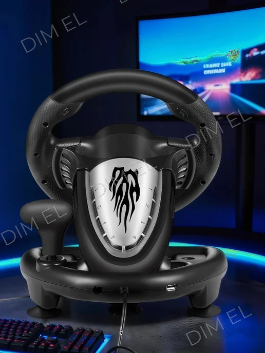 Dim El Руль игровой V3 с педалями и вибрацией настольный, черный, фото 8
