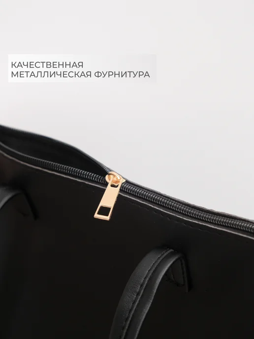 TOPSTARS RLDR Сумка женская кожаная шоппер на молнии, черный, фото 4