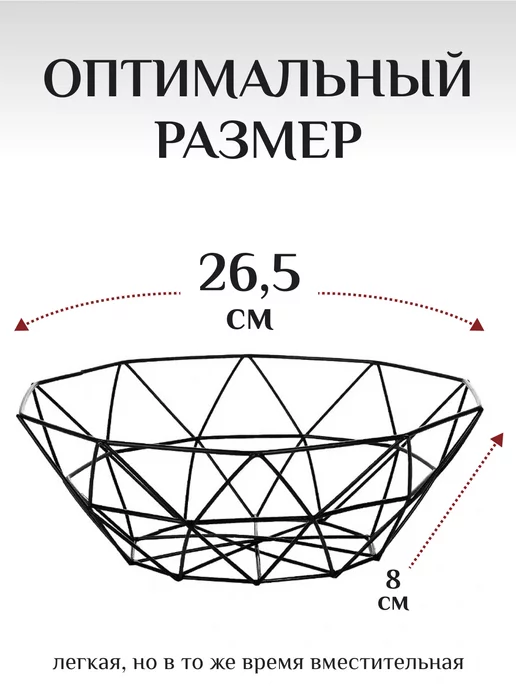 homlove Фруктовница металлическая корзина для фруктов, черный, в упаковке 160 г, фото 2