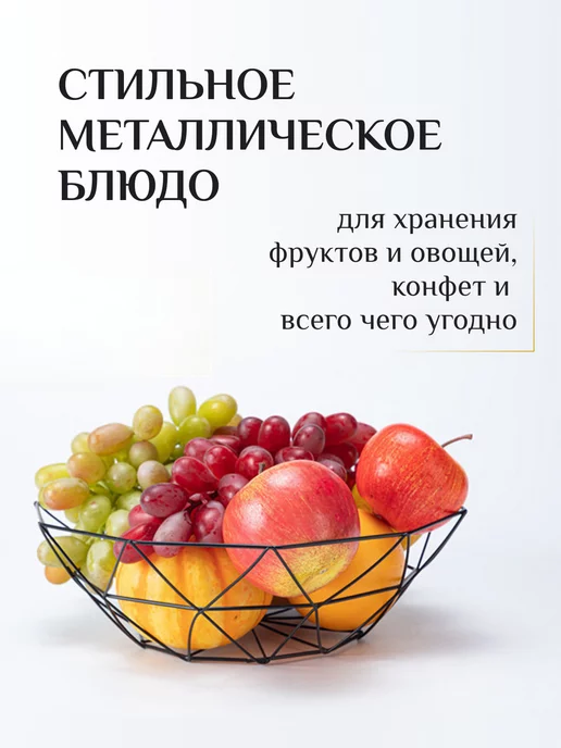 homlove Фруктовница металлическая корзина для фруктов, черный, в упаковке 160 г, фото 5