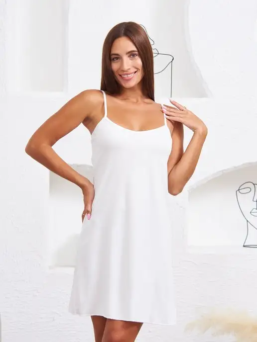 UNDERWEAR FOR YOU Комбинация женская на бретелях, белый, фото 6