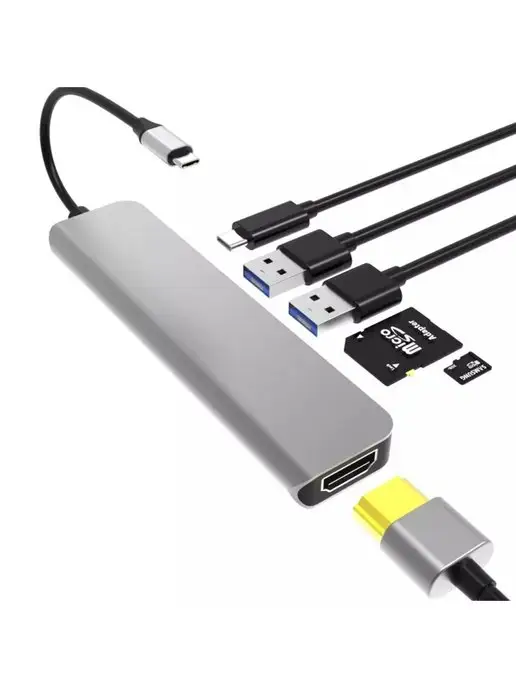 iRift Док станция USB type C 6-в-1 для ноутбука, серый, фото 4