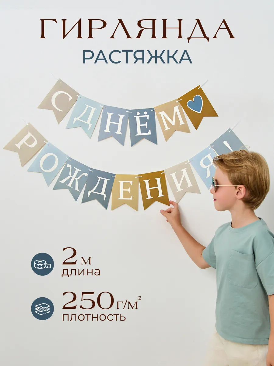 Гирлянда-растяжка С Днем Рождения праздничная