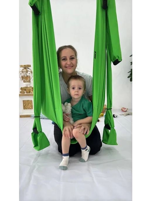 YoGuru Сенсорный развивающий гамак для детей, зеленый, фото 5