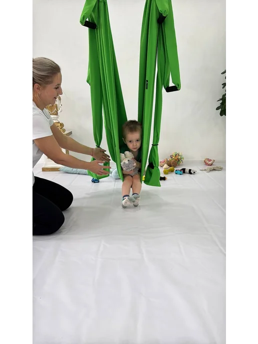 YoGuru Сенсорный развивающий гамак для детей, зеленый, фото 8