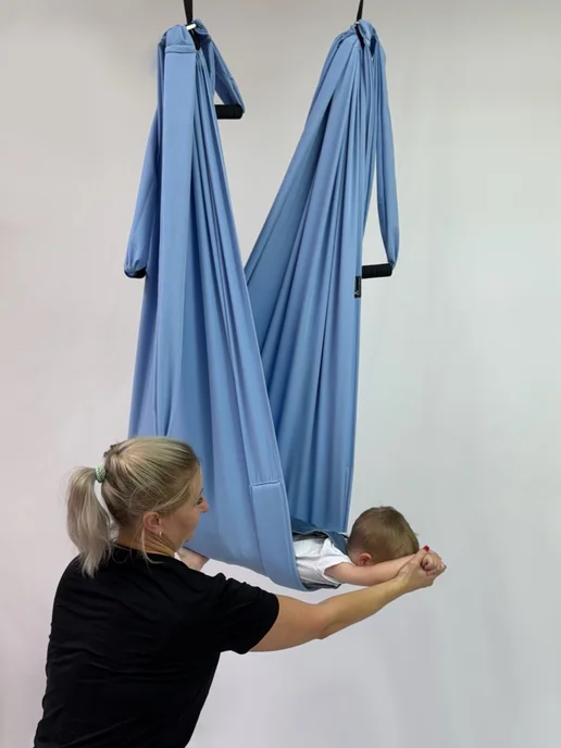 YoGuru Сенсорный развивающий гамак для детей, голубой, фото 6