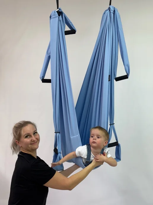 YoGuru Сенсорный развивающий гамак для детей, голубой, фото 8