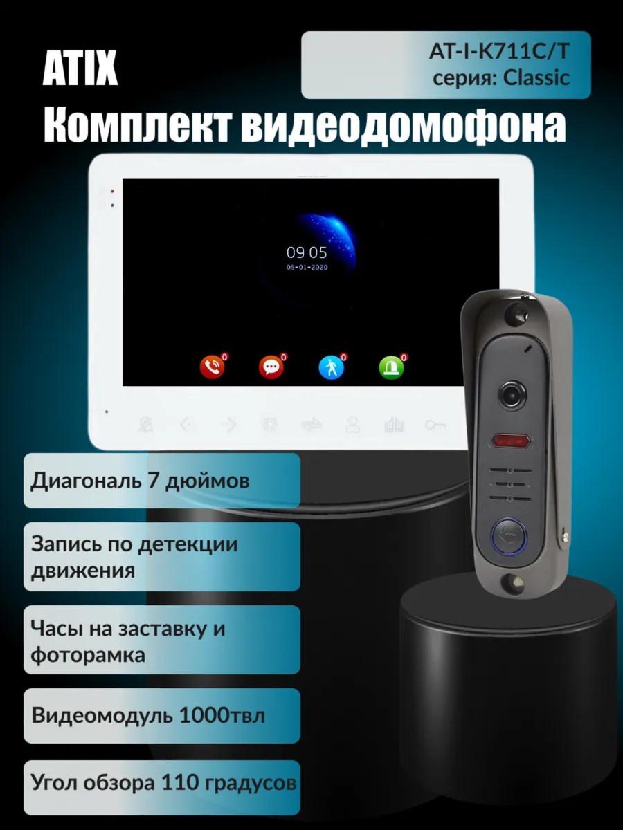 Комплект видеодомофона в квартиру или дом