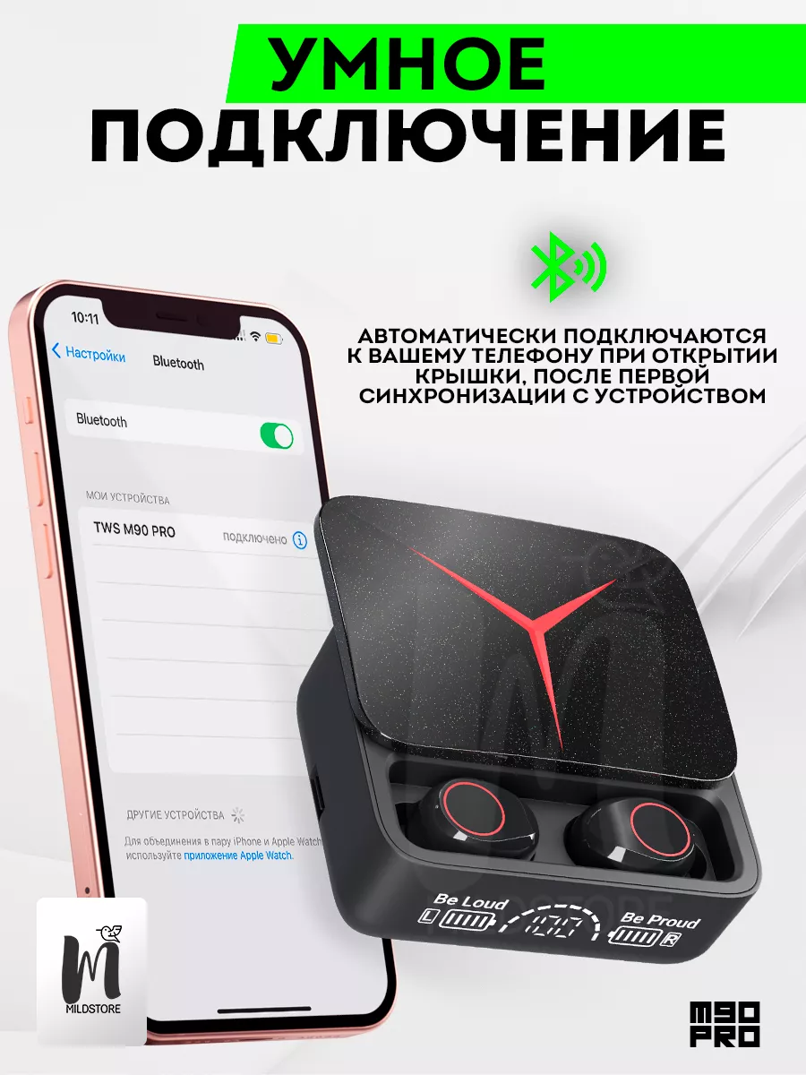 Блютуз наушники беспроводные с шумоподавлением для телефона MILDSTORE  134901175 купить за 562 ₽ в интернет-магазине Wildberries