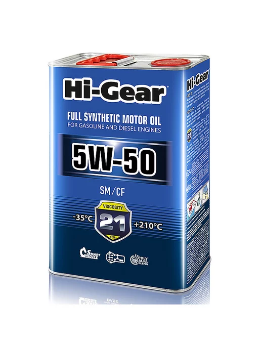 Hi-Gear Масло моторное 5W-50 SM CF 4 л синт