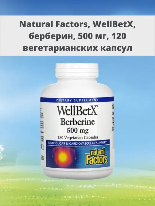 Natural Factors WellBetX Berberine берберин 500 мг 120 капсул