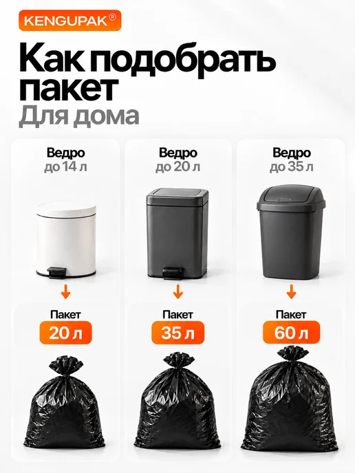 Kenguru_pack Мешки для мусора прочные 120 л, 50 шт, 120 л, 50 шт, фото 7