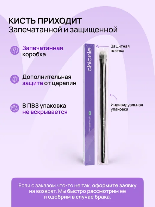 Chicnie Кисть для теней, консилера №107, черный, фото 5