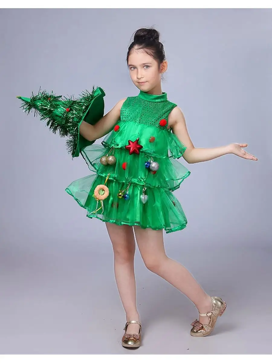 карнавальный костюм платье для девочки елочка
