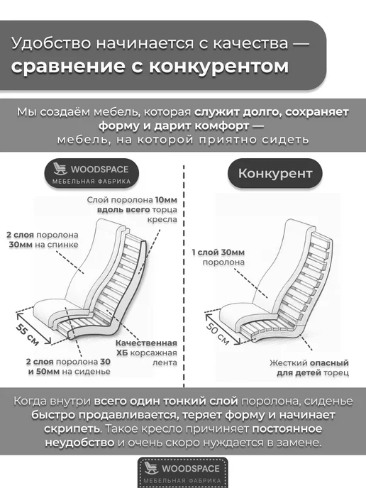 wood_space73 Кресло-качалка маятник с пуфом, для гостиной и спальни, розовый, фото 7