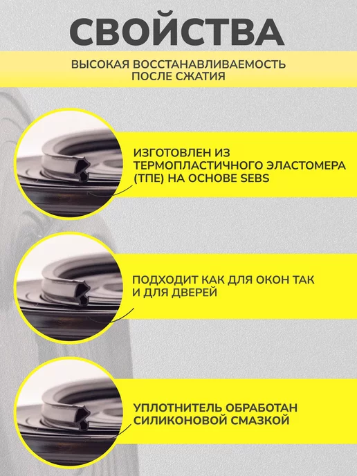 Veka Уплотнитель притворный для окон ПВХ 254, 30 м, 50 м, фото 3