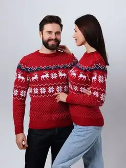 Новогодний свитер с оленями без горла мужской женский Stellato Knitwear 135540767 купить за 1 790 ₽ в интернет-магазине Wildberries