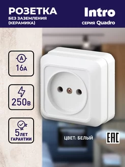 Розетка Quadro накладная одинарная без заземления 16А-250В Intro 135543663 купить за 140 ₽ в интернет-магазине Wildberries