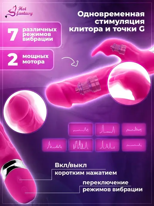 Hot fantasy Вибратор кролик женский для взрослых секс игрушка стимулятор, розовый, фото 4
