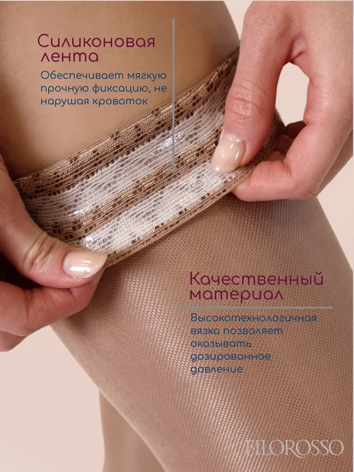 FILOROSSO Компрессионные чулки 1 класс Госпитальные с кружевом, вариант, фото 5