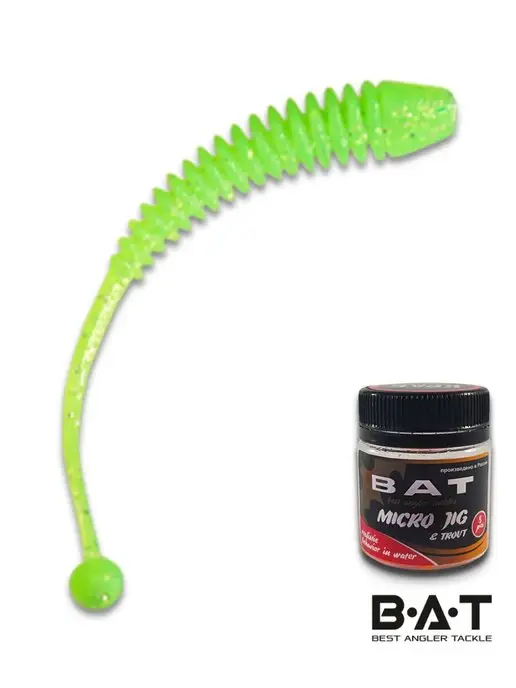 B.A.T. Cиликоновые приманки ВАТ ZON worm 50мм краб цв.кислотн 8 шт, 8 шт